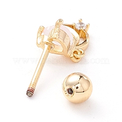 Orecchini pendenti con cuore e luna con zirconi&nbsp;EJEW-A065-15G