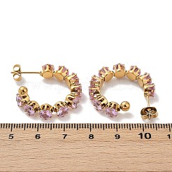 Серьги-гвоздики из нержавеющей стали 304 в форме буквы С со стразами EJEW-M105-07G-02