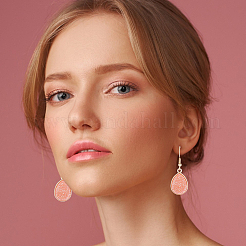 12 пара двухцветных подвесных сережек-капель из блестящей смолы EJEW-AN0001-66