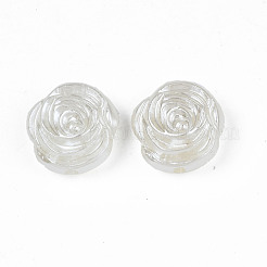 ABSプラスチックパール調ビーズ  花  乳白色  17x16.5x8mm  穴：2mm  約480個/500g&nbsp;OACR-N008-142