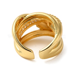 Открытые манжеты из латуни с микропаве и прозрачным цирконием для женщин&nbsp;RJEW-A048-06G