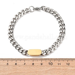 667ステンレススチール製オーバルリンクブレスレット  ツイストキューバンリンクチェーンブレスレット（女性・男性用）  ゴールデン·ステンレス鋼色  7.87~7.95インチ（20~20.2cm）&nbsp;BJEW-F529-11GP