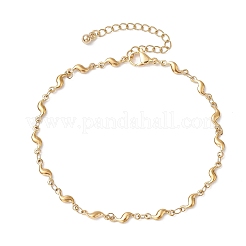 Браслеты на ногу из нержавеющей стали 304 с волнистыми звеньями&nbsp;AJEW-AN00641-01