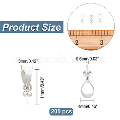 真鍮カップパールペグベイルピンペンダント200個  片穴ビード用  銀  11x4x3mm  ピン：0.6mm&nbsp;KK-FH0003-40