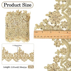 2.6ヤードの花のレーストリム  ポリエステルレースリボン  洋服アクセサリー  ダークカーキ  5-7/8インチ（150mm）&nbsp;OCOR-WH20003-16B
