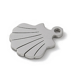 304ステンレススチールチャーム  シェルチャーム  レーザー切断  変色防止  ステンレス鋼色  11x8.5x1mm  穴：1.2mm&nbsp;STAS-E501-03P