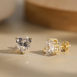 925 серьги-гвоздики из стерлингового серебра с прозрачным кубическим цирконием EJEW-G443-07G