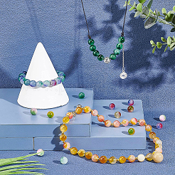 128 шт. 8-цветные нити бусин из натурального окрашенного белого нефрита G-BC0001-38