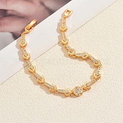 Латунные браслеты-цепочки с микропаве из прозрачных кубических цирконий для женщин&nbsp;OU1621-1