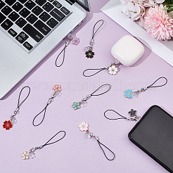 10 шт. цветочные эмалевые ремешки для мобильных телефонов&nbsp;HJEW-OC00122