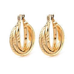 Серьги-гвоздики с тройным кольцом из нержавеющей стали 304&nbsp;EJEW-P324-09G