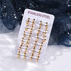 Серьги-кольца из нержавеющей стали 304 с эффектом полировки EJEW-M001-15G