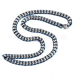 Матовый стиль 304 нержавеющая сталь кубинские звенья цепи ожерелья для мужчин NJEW-B116-05BL
