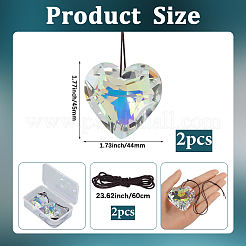 2 шт. стеклянная подвеска в форме сердца HJEW-SP0001-22B