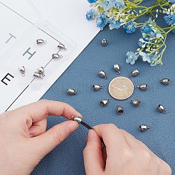 201ステンレススチールコードエンド20個  エンドキャップ  ステンレス鋼色  10.5x6.5mm  穴：2mm  内径：5mm&nbsp;STAS-UN0029-17