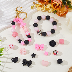 68 шт. 14 стиля печатных силиконовых фокусных бусин&nbsp;SIL-PA0001-14