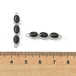 Messing-Pavé-Anhänger mit schwarzen Zirkonia-Steinen und drei ovalen Verbindungsgliedern&nbsp;XGRQ3P837-645P