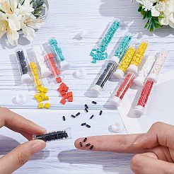 790 шт. 15 вида непрозрачных стеклянных бусин с 2 отверстиями. Прямоугольные SEED-NB0001-77