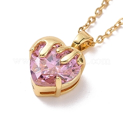 Collier pendentif cœur en oxyde de zirconium avec chaînes en acier inoxydable 304 pour femme&nbsp;NJEW-H164-01C