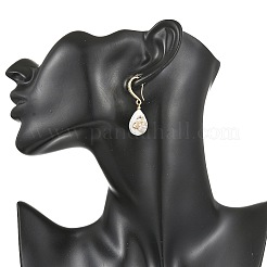 Orecchini pendenti in conchiglia d'acqua dolce naturale e ottone&nbsp;EJEW-JE07443-02