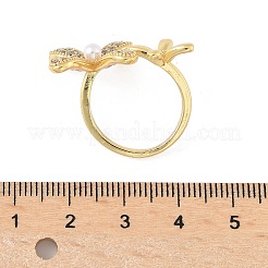 Кольца-манжеты из латуни с микропаве из кубического циркония и имитацией жемчуга&nbsp;LS-RJEW-D307-02G-A