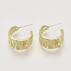 合金製スタッドピアスパーツ  ハーフフープピアス  カン付き  ライトゴールド  22x10mm  穴：1.8mm  ピン：0.6mm&nbsp;PALLOY-S121-244