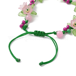 Blumen-Acryl- und Miyuki-Saatperlen-Perlen und natürlich gefärbte gelbe Jade-Armbänder&nbsp;BJEW-MZ00221-02