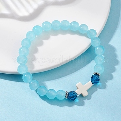 6 шт. круглых эластичных браслетов из искусственного нефрита&nbsp;BJEW-JB12881