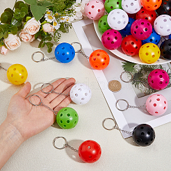 45 porte-clés boule creuse en plastique 9 couleurs&nbsp;KEYC-FH00093
