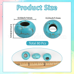 80 шт окрашенные синтетические бирюзовые европейские бусины SPDL-SC0001-02A