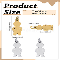 4 шт. 2-х цветные подвески из хирургической нержавеющей стали 316&nbsp;STAS-LP0002-92