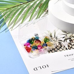 ガラスヨーロッパのぶら下がりチャーム  合金チューブベイ付き  大穴ペンダント  ハート  ゴールドカラー  ミックスカラー  25.5mm  14個/セット&nbsp;PALLOY-JF01008