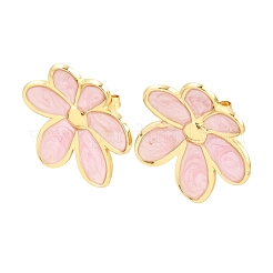 Boucles d'oreilles puces en acier inoxydable 304 émaillé pour la Saint-Valentin&nbsp;EJEW-K331-01G-01