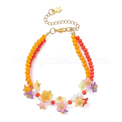 Многорядные браслеты из непрозрачного однотонного стекла и акрила&nbsp;BJEW-JB12973