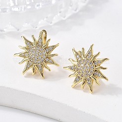 Серьга-кольцо в форме солнца из прозрачного кубического циркония&nbsp;X-EJEW-C002-10G-RS