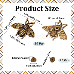 20 rivet décoratif en alliage en forme d'abeille&nbsp;FIND-CY0002-32