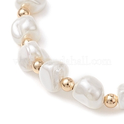 Эластичные браслеты из гальванизированного ракушечного жемчуга и латунных бусин для женщин&nbsp;BJEW-JB13013