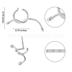 変色防止ロジウムメッキ 925スターリングシルバーツイストノットスタッドピアス（女性用）  プラチナ  20x20mm  ピン：0.9mm&nbsp;JE1081A