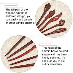 Épingles à cheveux en bois&nbsp;OHAR-WH0015-13