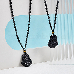 2 шт. ожерелье с подвеской в виде Будды Майтреи из искусственного камня NJEW-UN0001-59B