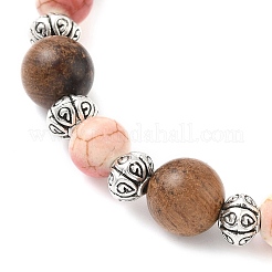 3 шт. 3-цветные плоские круглые браслеты с подвесками из сплава в виде дерева жизни&nbsp;BJEW-JB12358