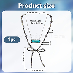 Collana con fiocco in lega di zinco e pietra sintetica ccb&nbsp;NJEW-WH0040-01B