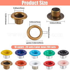 200 комплект 10-х цветных железных люверсов&nbsp;SCRA-GF0001-10B-04