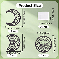 Набор деревянных украшений для фаз луны AJEW-WH0258-790B