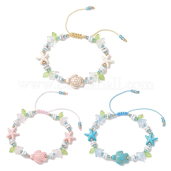 3 braccialetto con perline acriliche in turchese sintetico&nbsp;BJEW-MZ00343