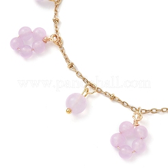 Окрашенный натуральный малайзийский нефрит круглые бусины цветы кисточки акелеты&nbsp;AJEW-AN00706-02