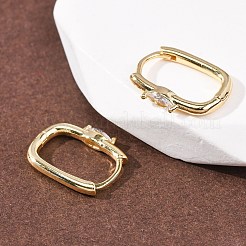 Овальные серьги-кольца из латуни с микропаве из прозрачных кубических цирконий&nbsp;EJEW-H178-14G
