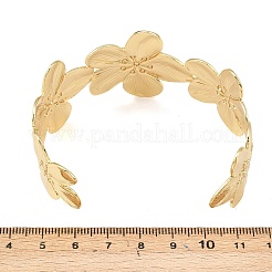 Браслеты-манжеты с цветком из латуни для женщин&nbsp;BJEW-A090-01G