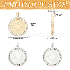 10 шт. плоская круглая подвеска из сплава со стразами в форме кабошона&nbsp;ALRI-YW0001-32KCG