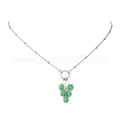 Collana da donna con ciondolo a nappa con perline a cubo sfaccettato in pietre preziose miste naturali e catena a satellite in acciaio inossidabile 304.&nbsp;NJEW-JN06448